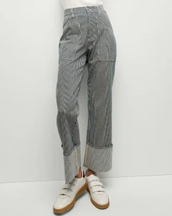 Veronica Beard Jeans>Dylan Striped Cargo Straight-Leg Jean in Solstice Stripe