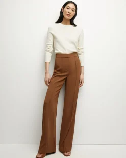 Veronica Beard Pants>Edia Matte Crepe Pant in Deep Ochre