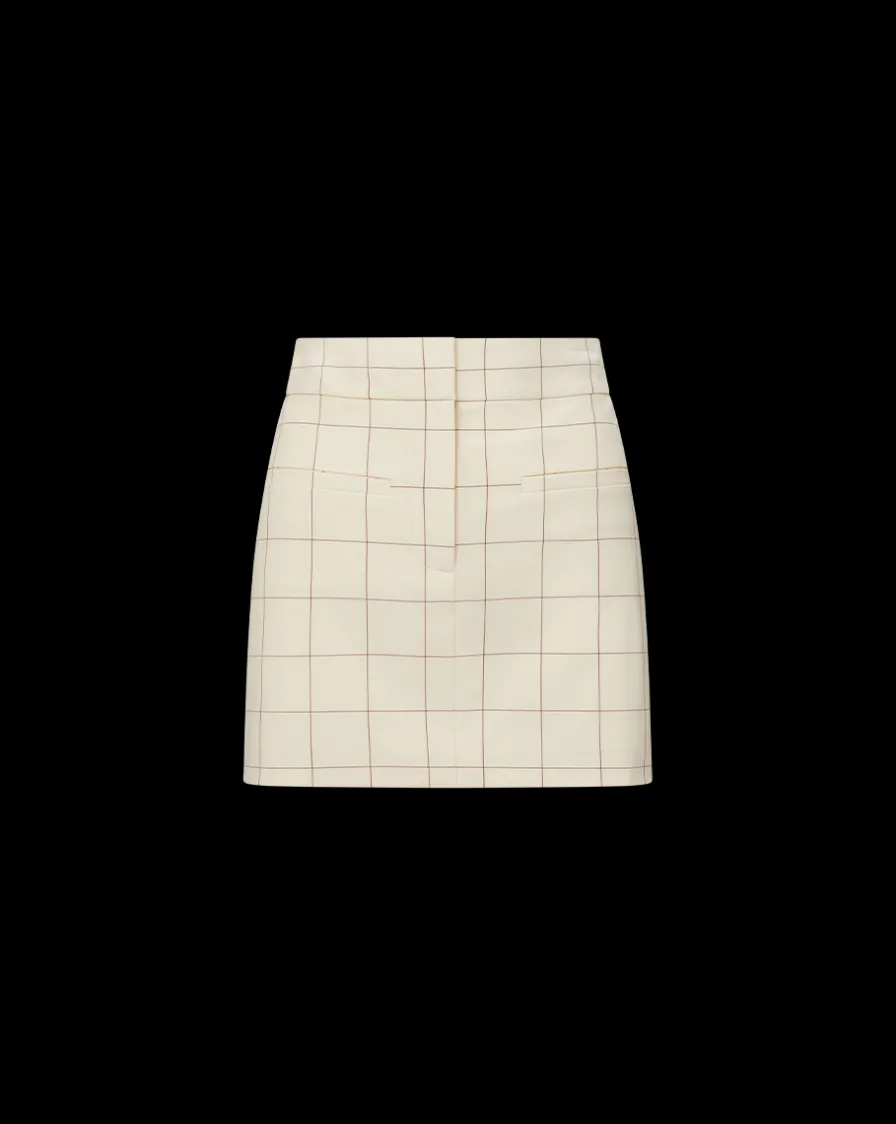 Veronica Beard Skirts & Shorts>Elara Plaid Skirt in Ecru/Deep Ochre