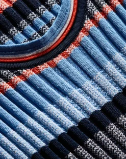 Veronica Beard Dresses>Fabiana Ribbed Dress in Blue Multi