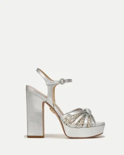 Veronica Beard Sandals>Flavia Silver Platform Sandal Heel