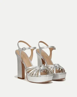 Veronica Beard Sandals>Flavia Silver Platform Sandal Heel