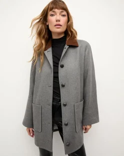 Veronica Beard Jackets & Outerwear|The Veronicas' Favorites>Freya Wool Blend Dickey Coat in Heather Grey