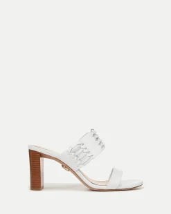 Veronica Beard Sandals>Georgie White Woven Leather Heeled Sandal