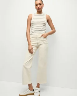 Veronica Beard Tops|Sweaters>Jerrel Striped Cashmere Tank in Ivory/Heather Grey