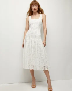 Veronica Beard Dresses>Jolie Cotton Eyelet Dress in