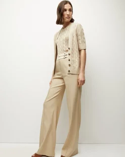 Veronica Beard Tops|Sweaters>Julietta Silk-Linen Cardigan in Stone Khaki