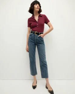 Veronica Beard Tops>Kearney Button-Down Tee in