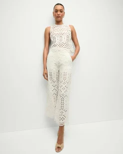 Veronica Beard Pants|Matching Sets>Kemper Cotton Eyelet Pant in