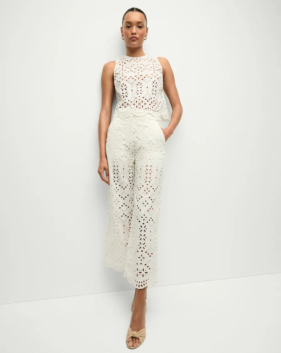 Veronica Beard Pants|Matching Sets>Kemper Cotton Eyelet Pant in