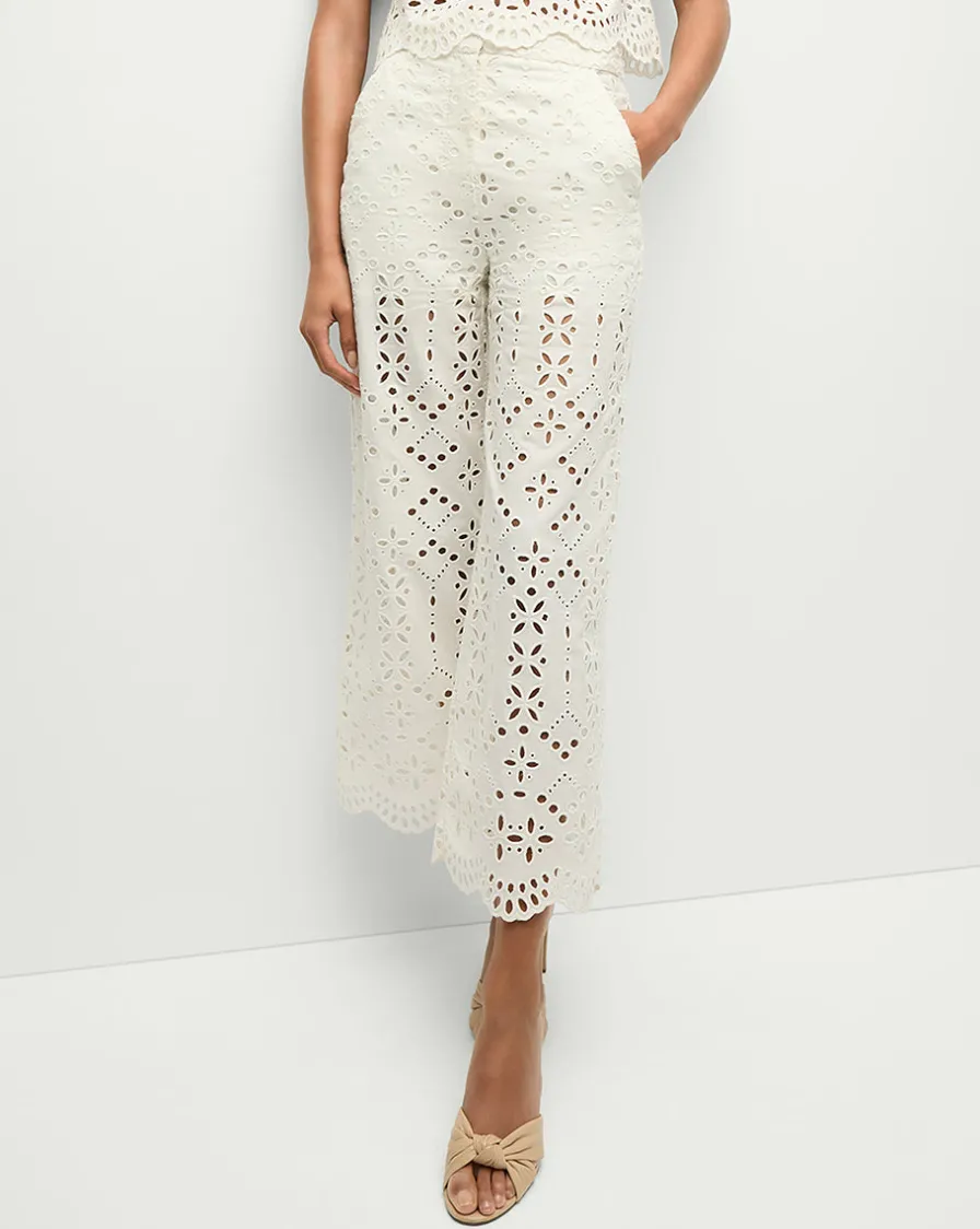 Veronica Beard Pants|Matching Sets>Kemper Cotton Eyelet Pant in