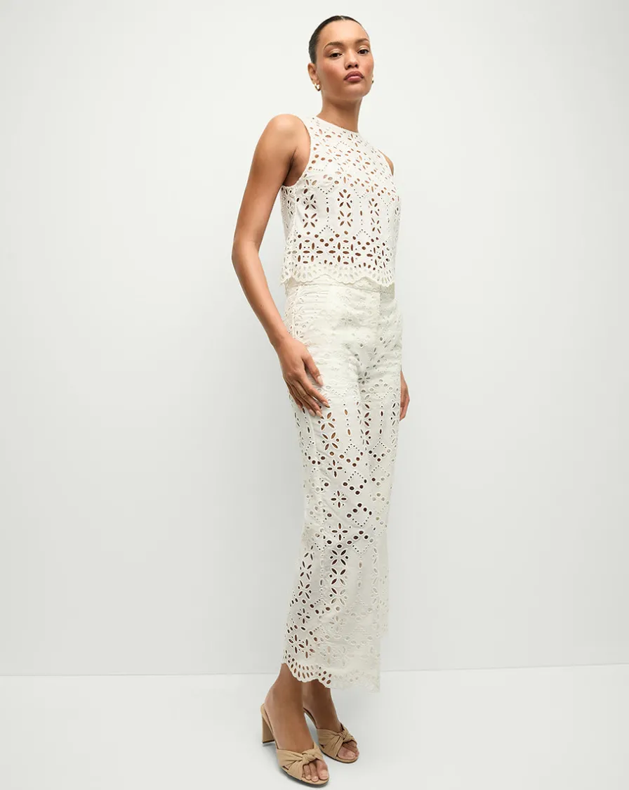 Veronica Beard Pants|Matching Sets>Kemper Cotton Eyelet Pant in