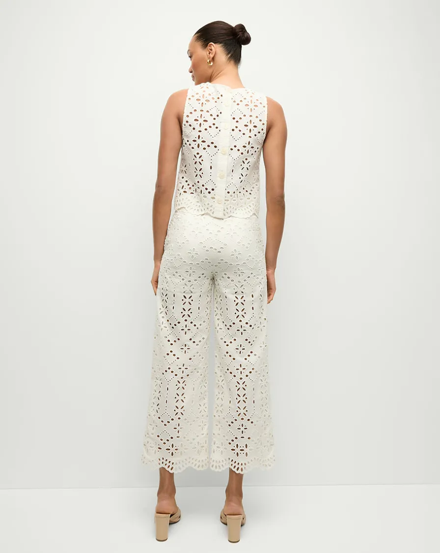 Veronica Beard Pants|Matching Sets>Kemper Cotton Eyelet Pant in