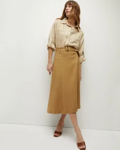 Veronica Beard Skirts & Shorts>Khaki Linen A-Line Skirt