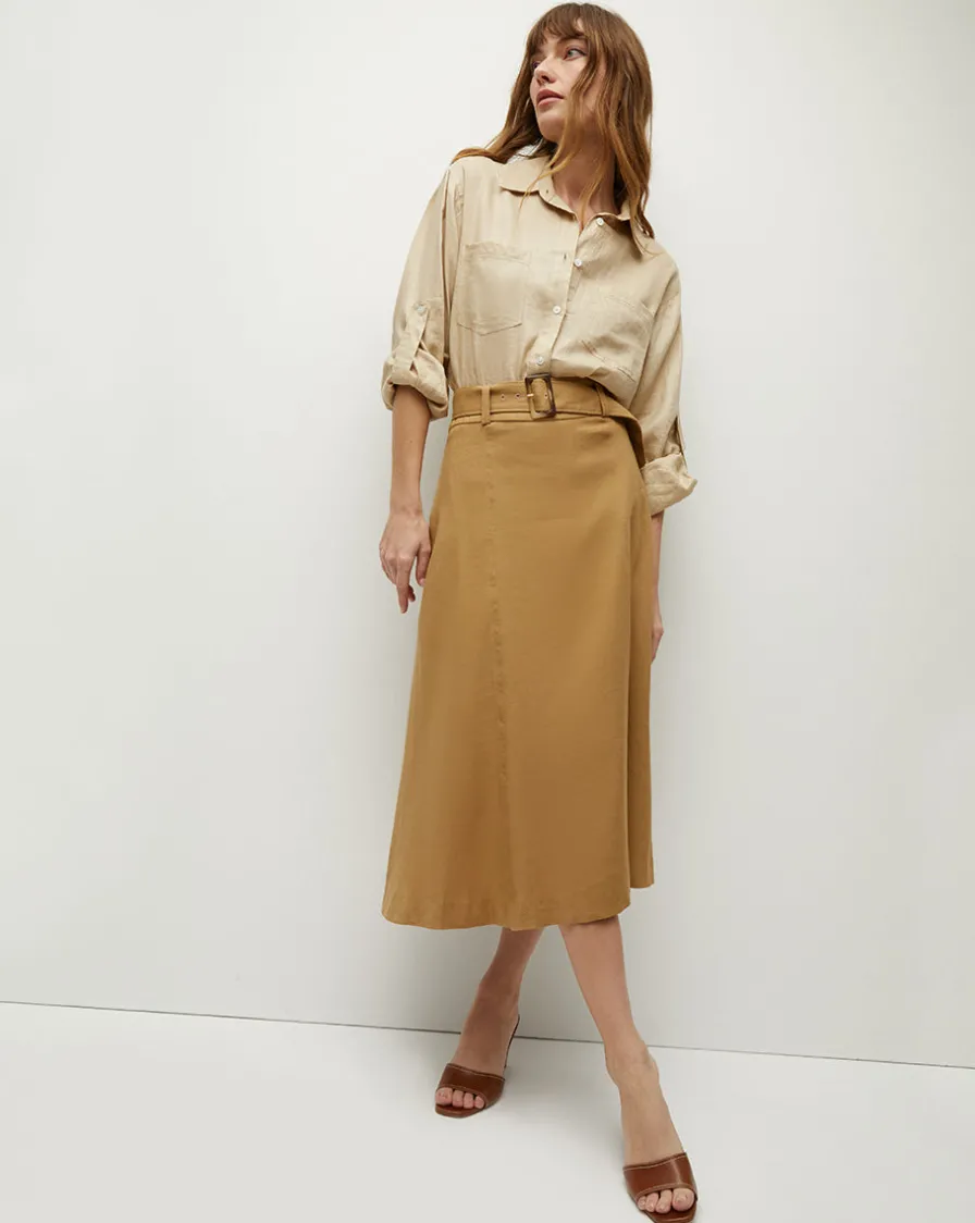 Veronica Beard Skirts & Shorts>Khaki Linen A-Line Skirt