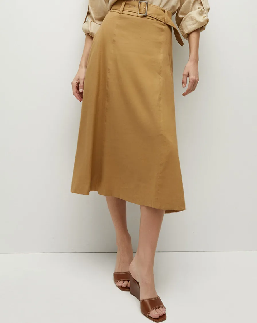 Veronica Beard Skirts & Shorts>Khaki Linen A-Line Skirt