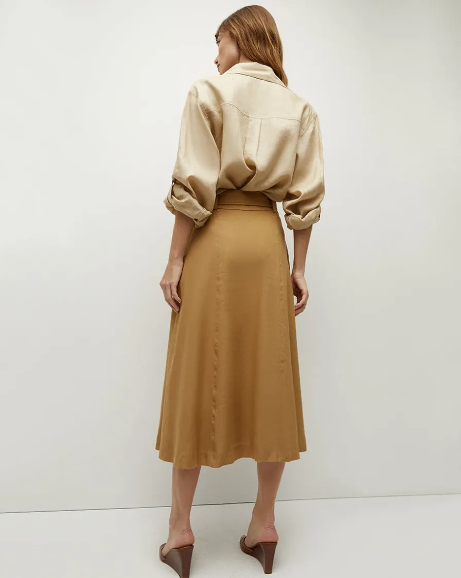 Veronica Beard Skirts & Shorts>Khaki Linen A-Line Skirt