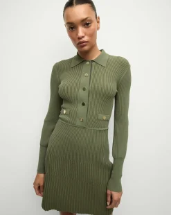 Veronica Beard Dresses>Lauper Sweater Dress in Stone Army