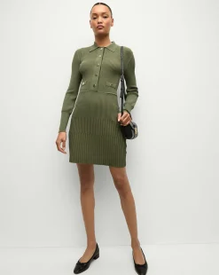 Veronica Beard Dresses>Lauper Sweater Dress in Stone Army