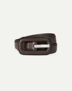 Veronica Beard Accessories>Lavanda Belt in Chocolate Brown