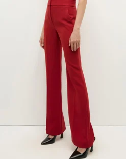 Veronica Beard Pants|Matching Sets>Lebone High Waist Flare Pant in Red