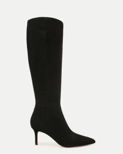 Veronica Beard Boots & Booties>Lisa Suede Mid-Heel Tall Boot on