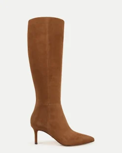 Veronica Beard Boots & Booties>Lisa Suede Mid-Heel Tall Boot in