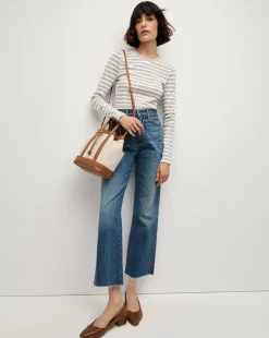 Veronica Beard Tops>Long Sleeve Pruitt Tee in Off-White Multi