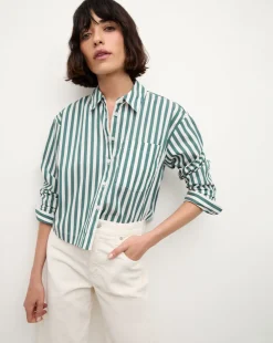 Veronica Beard Tops|The Veronicas' Favorites>Maia Striped Shirt in Green/White