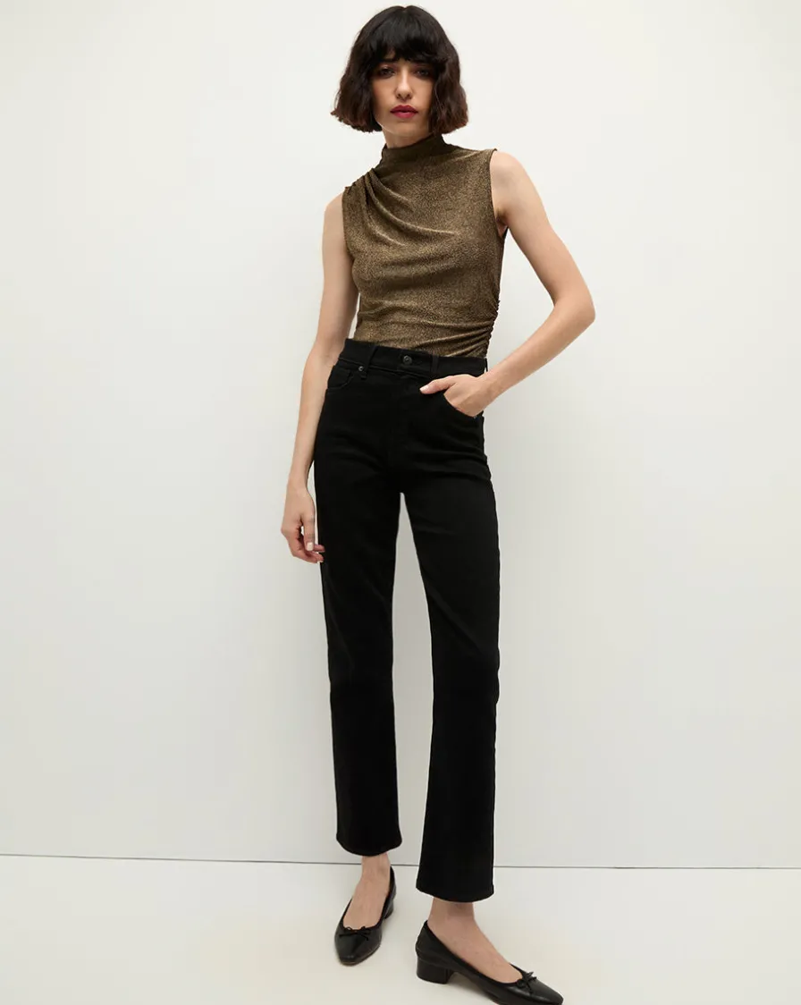 Veronica Beard Tops|Party Dressing>Mylie Sleeveless Top in Gold | High Neck Top