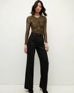 Veronica Beard Tops|The Veronicas' Favorites>Neeta Ruched Long Sleeve Top in Gold