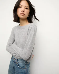 Veronica Beard Sweaters|Tops>Nelia Cashmere Pullover Sweater in Heather Grey