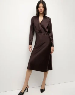 Veronica Beard Dresses|The Veronicas' Favorites>Otis Silk Dress in Dark Chocolate
