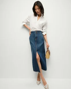 Veronica Beard Skirts & Shorts|Matching Sets>Patricia Denim Maxi Skirt in Blue Denim