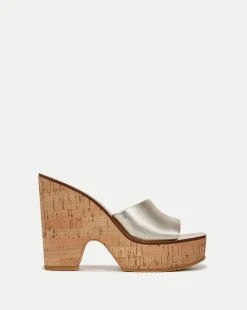 Veronica Beard Sandals>Paulita Metallic Wedge Sandal