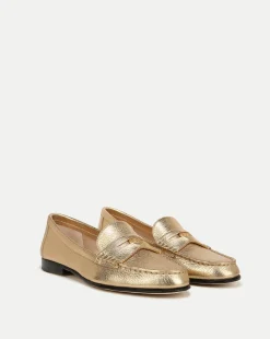 Veronica Beard Flats & Loafers>Penny Metallic Leather Loafer in