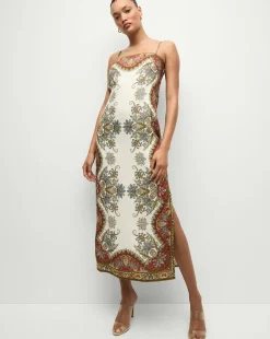 Veronica Beard Dresses>Petra Linen Maxi Dress in Cream & Red