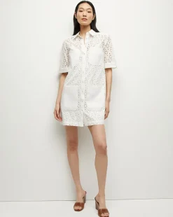 Veronica Beard Dresses>Rafaela Cotton Eyelet Shirtdress in
