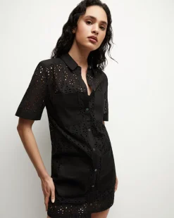 Veronica Beard Dresses>Rafaela Cotton Eyelet Shirtdress in