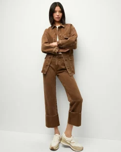 Veronica Beard Jackets & Outerwear|Matching Sets>Ramone Denim Chore Jacket in Brown