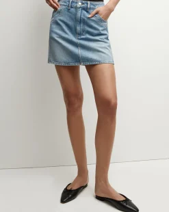 Veronica Beard Skirts & Shorts>Raundi Double-Seam Denim Skirt in