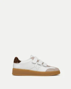Veronica Beard Sneakers>Reagan Velcro Sneaker in White & Leopard