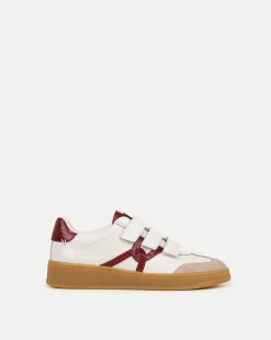 Veronica Beard Sneakers>Reagan Velcro Sneaker in White & Red
