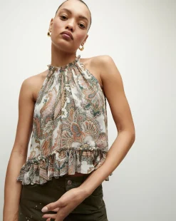Veronica Beard Tops>Renee Silk Paisley Halter Top