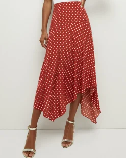 Veronica Beard Skirts & Shorts>Rosemary Polka-Dot Skirt in Brick Red/Ecru
