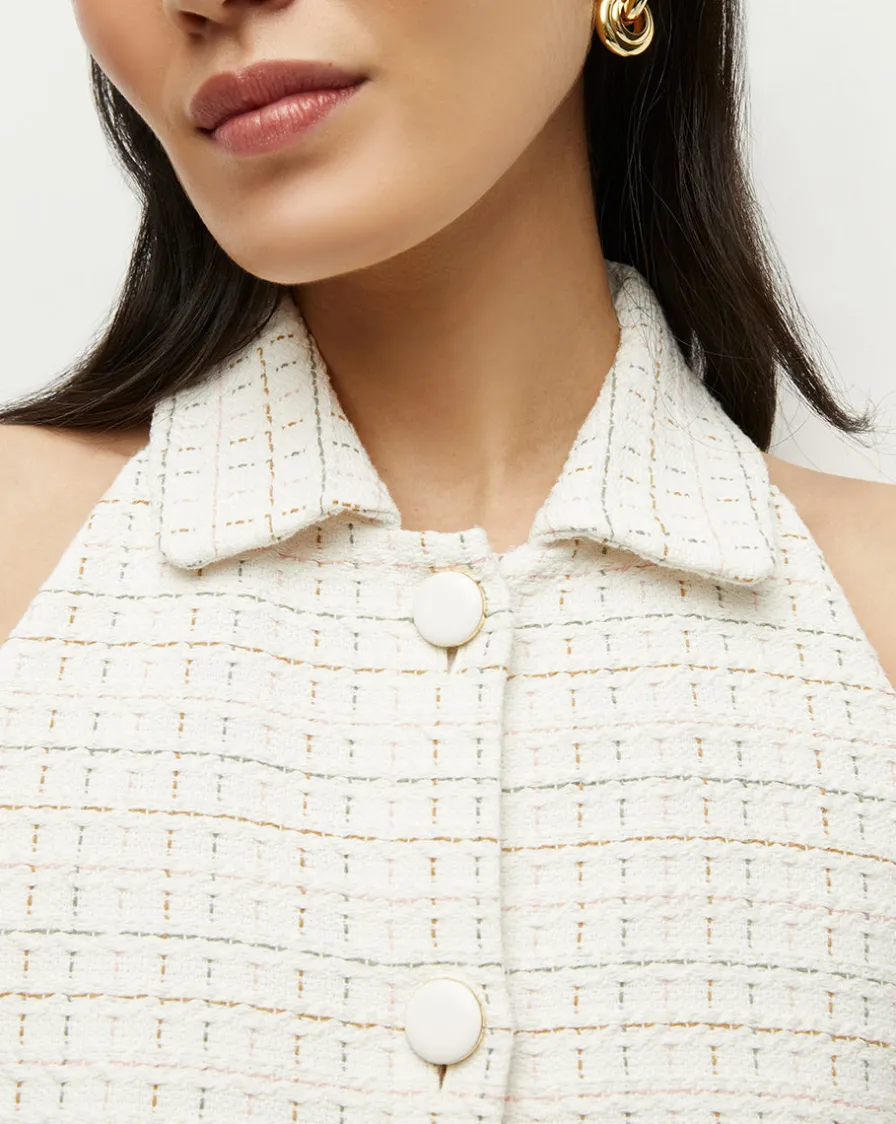 Veronica Beard Dresses>Roxanne Tweed Dress in Ivory Multi