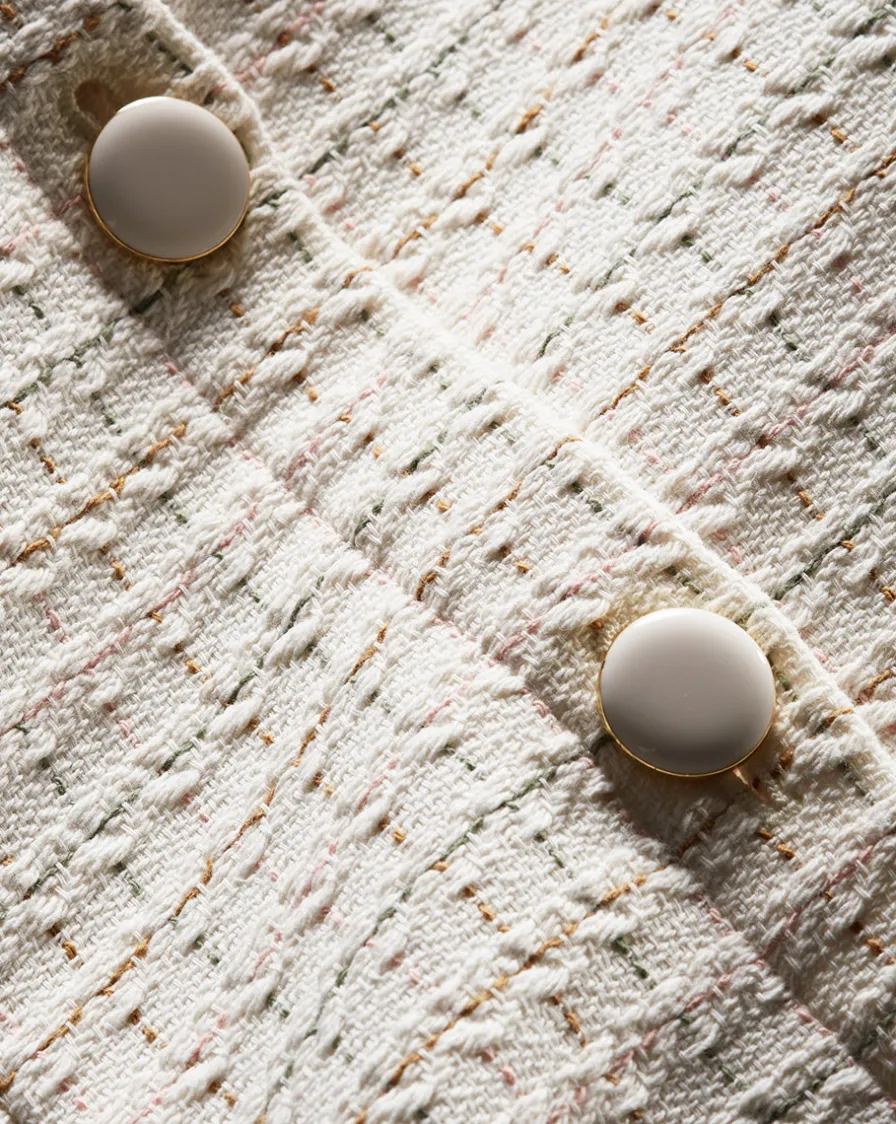 Veronica Beard Dresses>Roxanne Tweed Dress in Ivory Multi