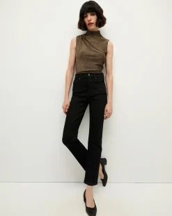 Veronica Beard Jeans>Ryleigh Black Wash High-Rise Straight-Leg Jean