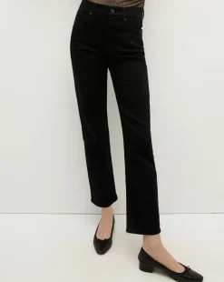 Veronica Beard Jeans>Ryleigh Black Wash High-Rise Straight-Leg Jean