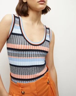 Veronica Beard Sweaters|Tops>Sandra Ribbed Tank in Blue Multi